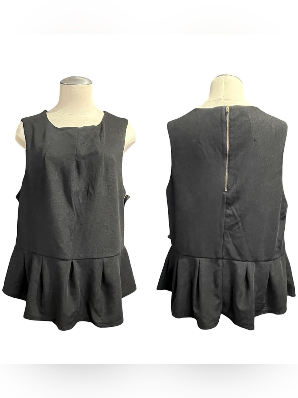 Mossimo Sleeveless Tunic Peplum Top Zipper Detail XXL Whimsy Goth Fairy Grunge